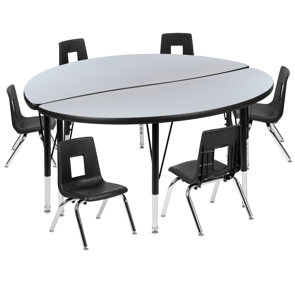 47.5″ Circle Wave Activity Table Set with 12″ Student Stack Chairs