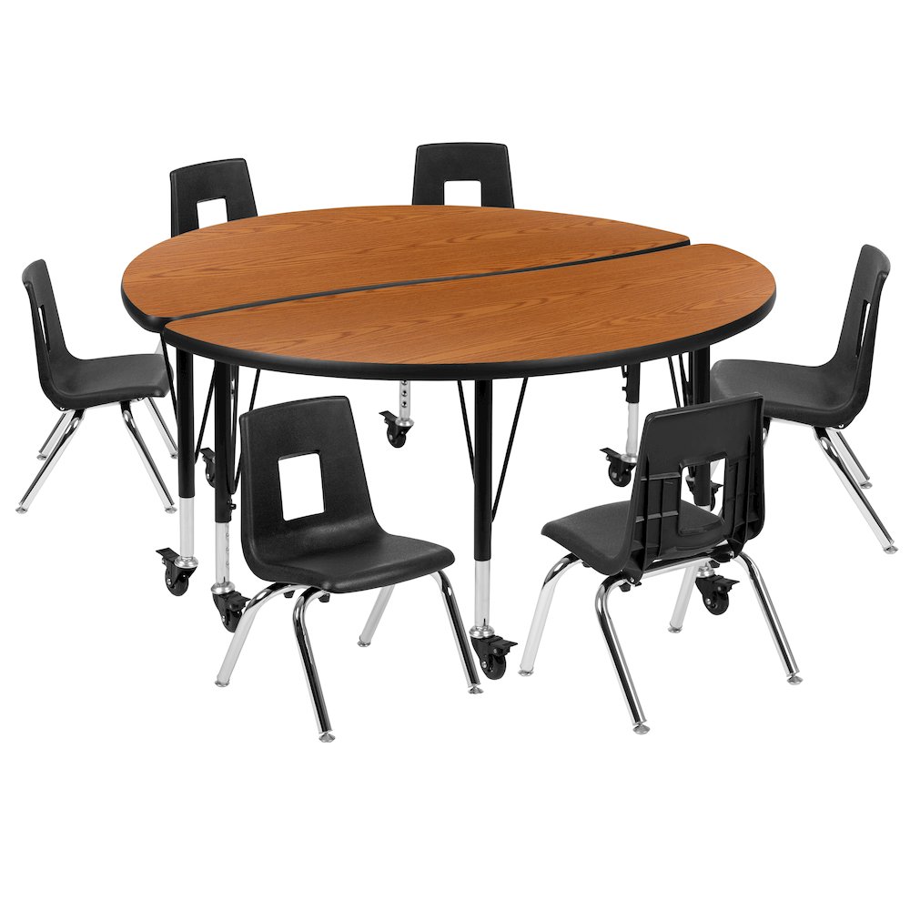 Mobile 47.5″ Table Set with 12″ Student Stack Chairs
