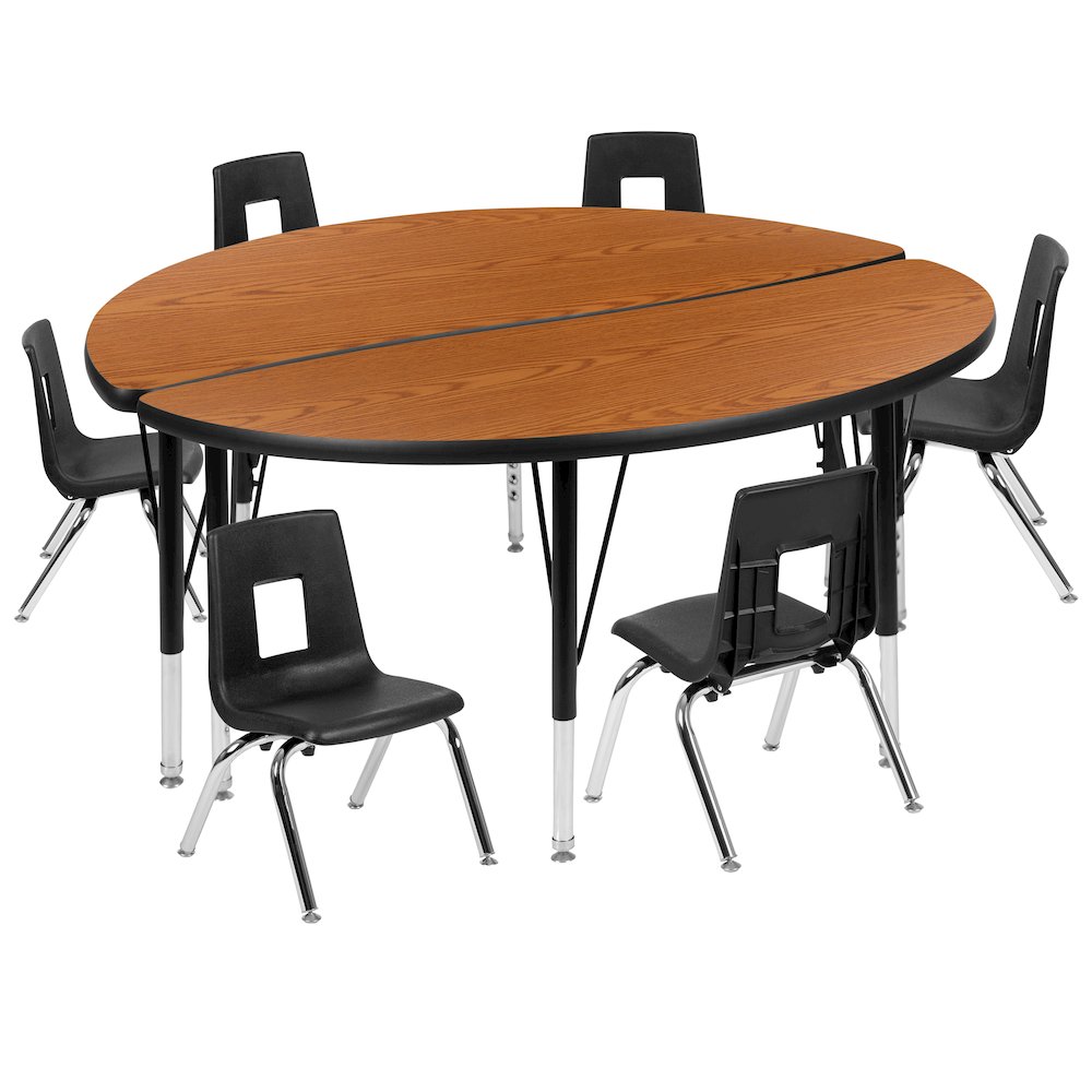 47.5″ Circle Wave Activity Table Set with 12″ Student Stack Chairs