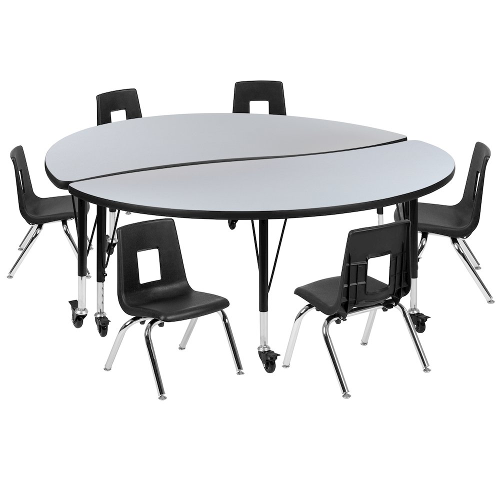 Mobile 60″ Table Set with 12″ Student Stack Chairs