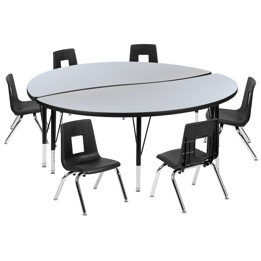 60″ Circle Wave Activity Table Set with 12″ Student Stack Chairs