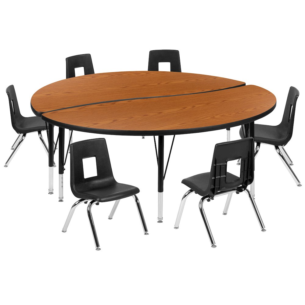 60″ Circle Wave Activity Table Set with 12″ Student Stack Chairs