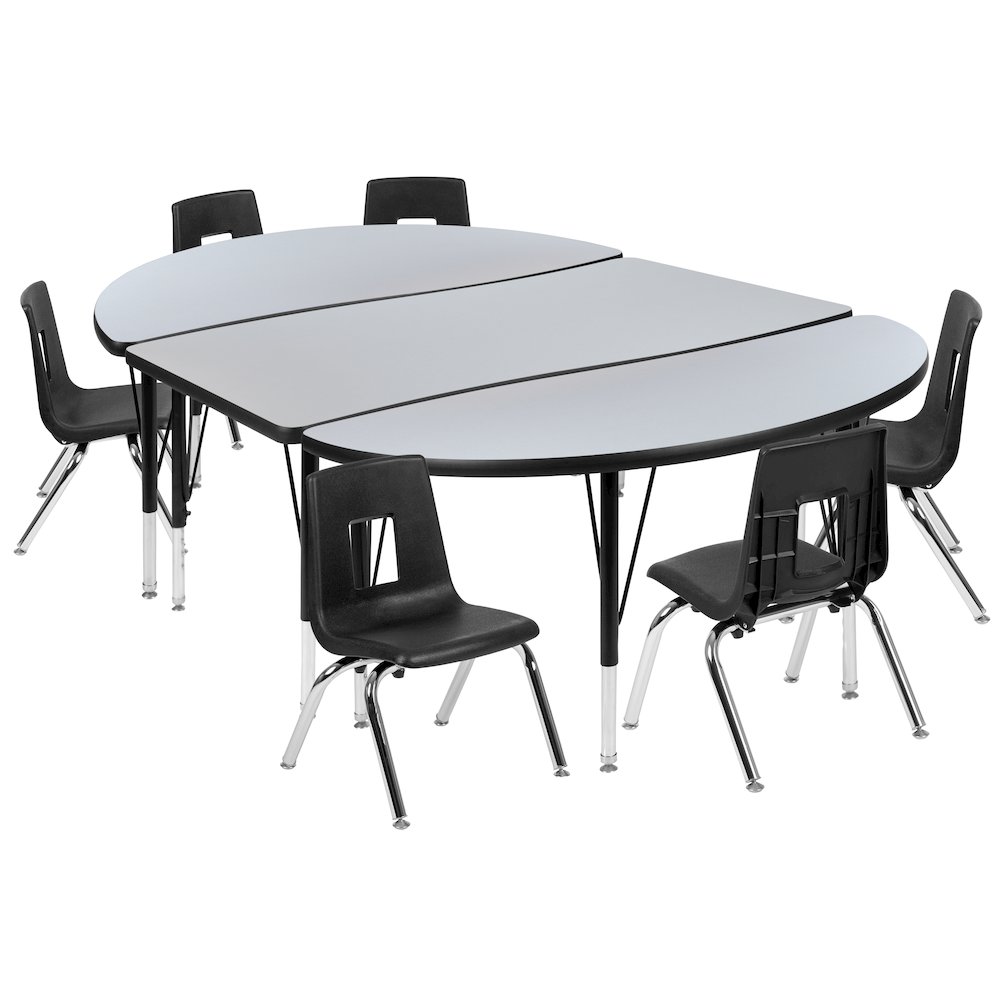 76″ Oval Wave Activity Table Set with 14″ Student Stack Chairs