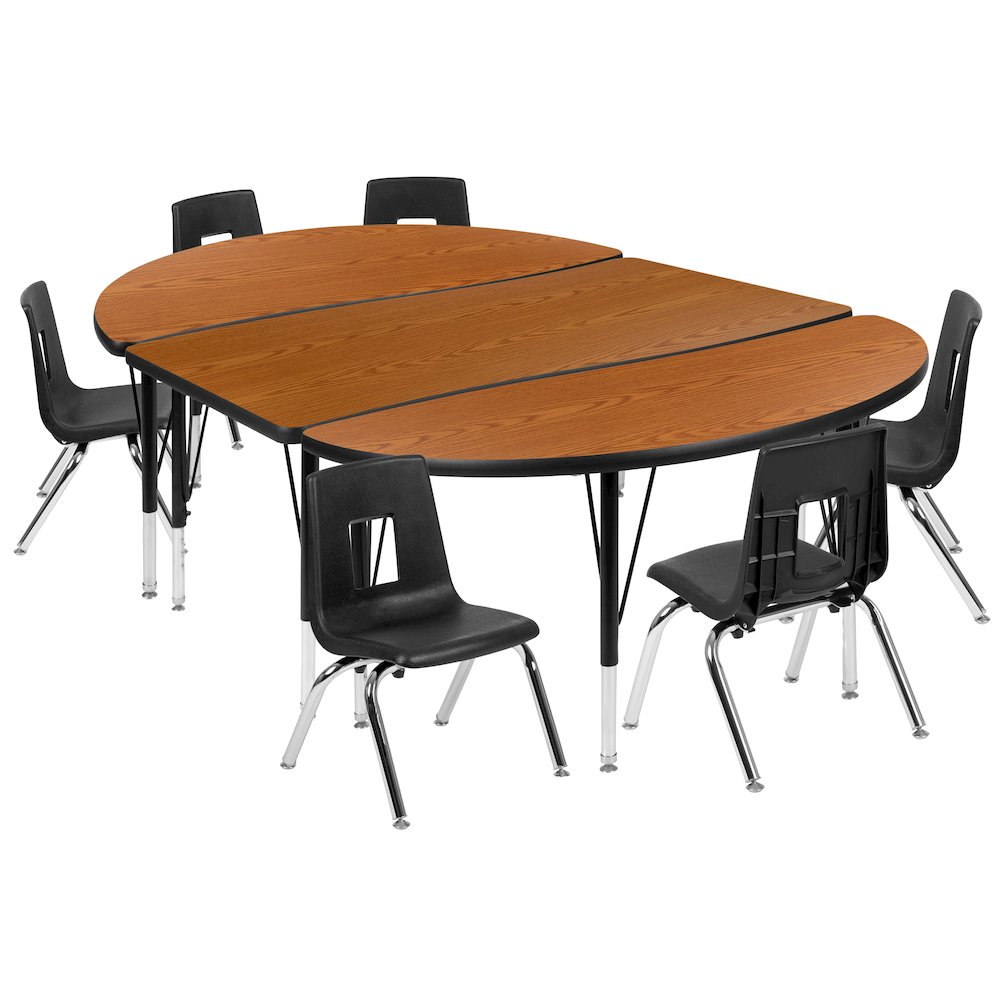 76″ Oval Wave Activity Table Set with 14″ Student Stack Chairs