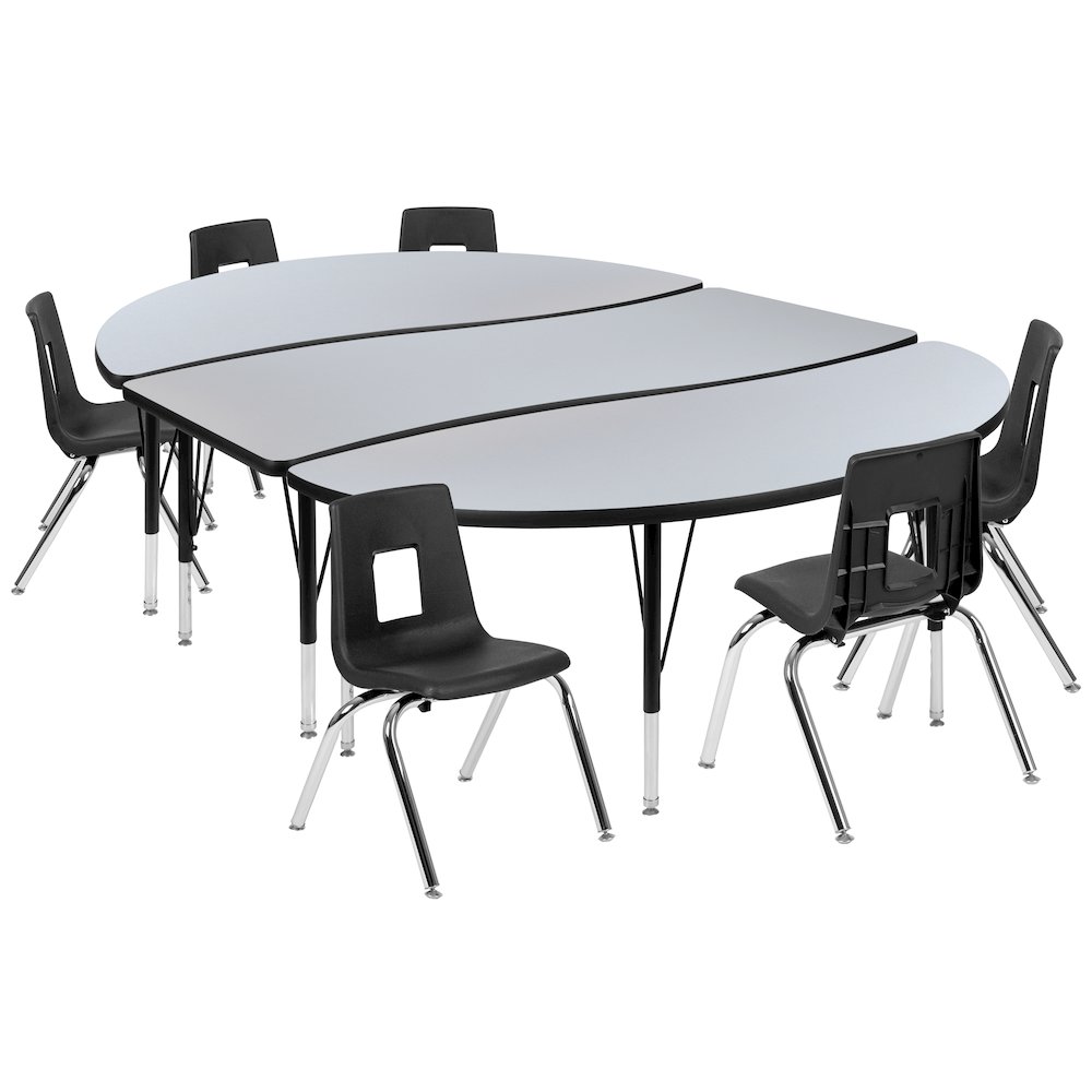 86″ Oval Wave Activity Table Set with 14″ Student Stack Chairs