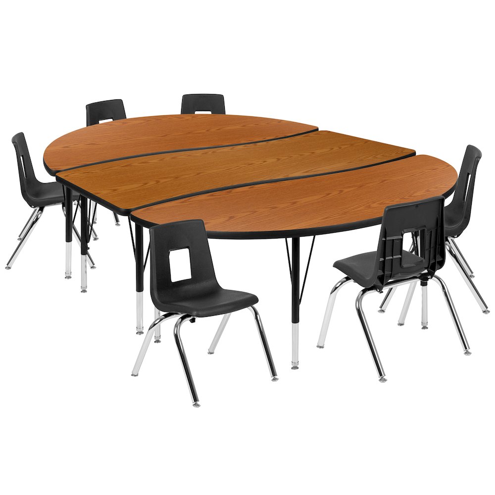 86″ Oval Wave Activity Table Set with 14″ Student Stack Chairs