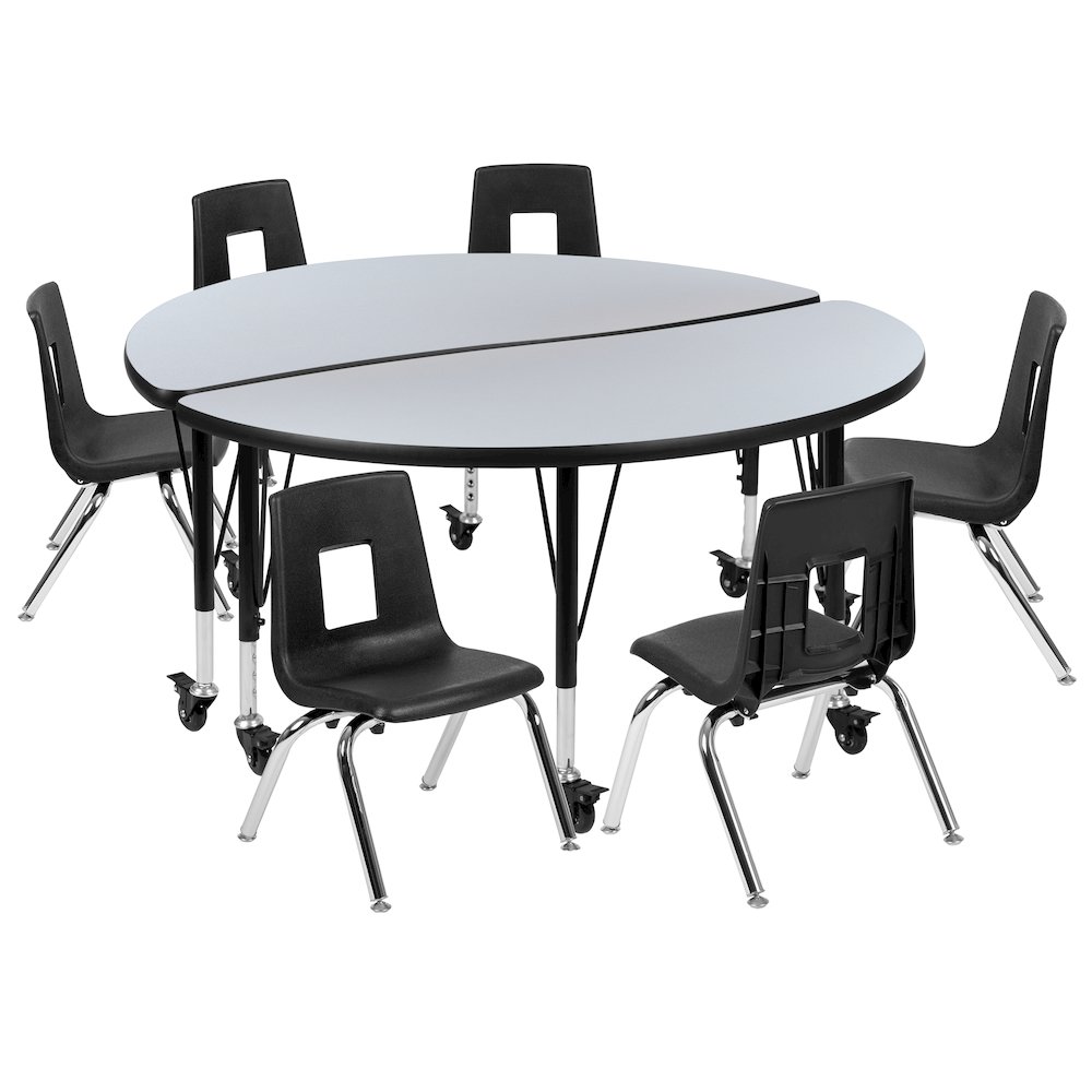 Mobile 47.5″ Table Set with 14″ Student Stack Chairs