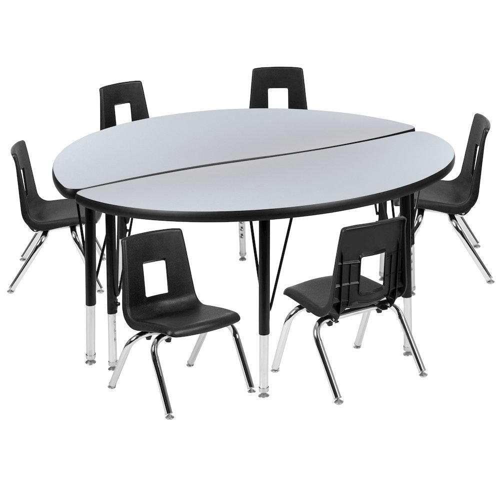 47.5″ Circle Wave Activity Table Set with 14″ Student Stack Chairs