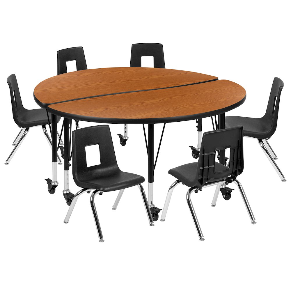 Mobile 47.5″ Table Set with 14″ Student Stack Chairs