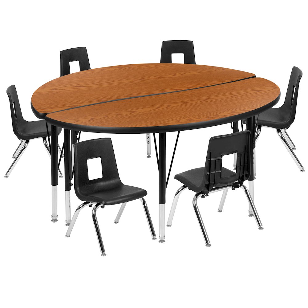 47.5″ Circle Wave Activity Table Set with 14″ Student Stack Chairs