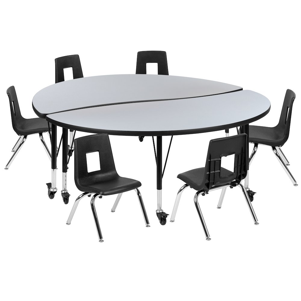 Mobile 60″ Table Set with 14″ Student Stack Chairs