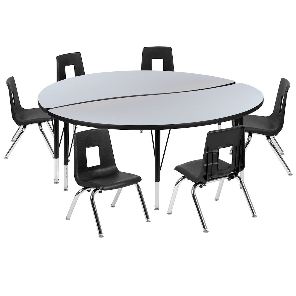 60″ Circle Wave Activity Table Set with 14″ Student Stack Chairs