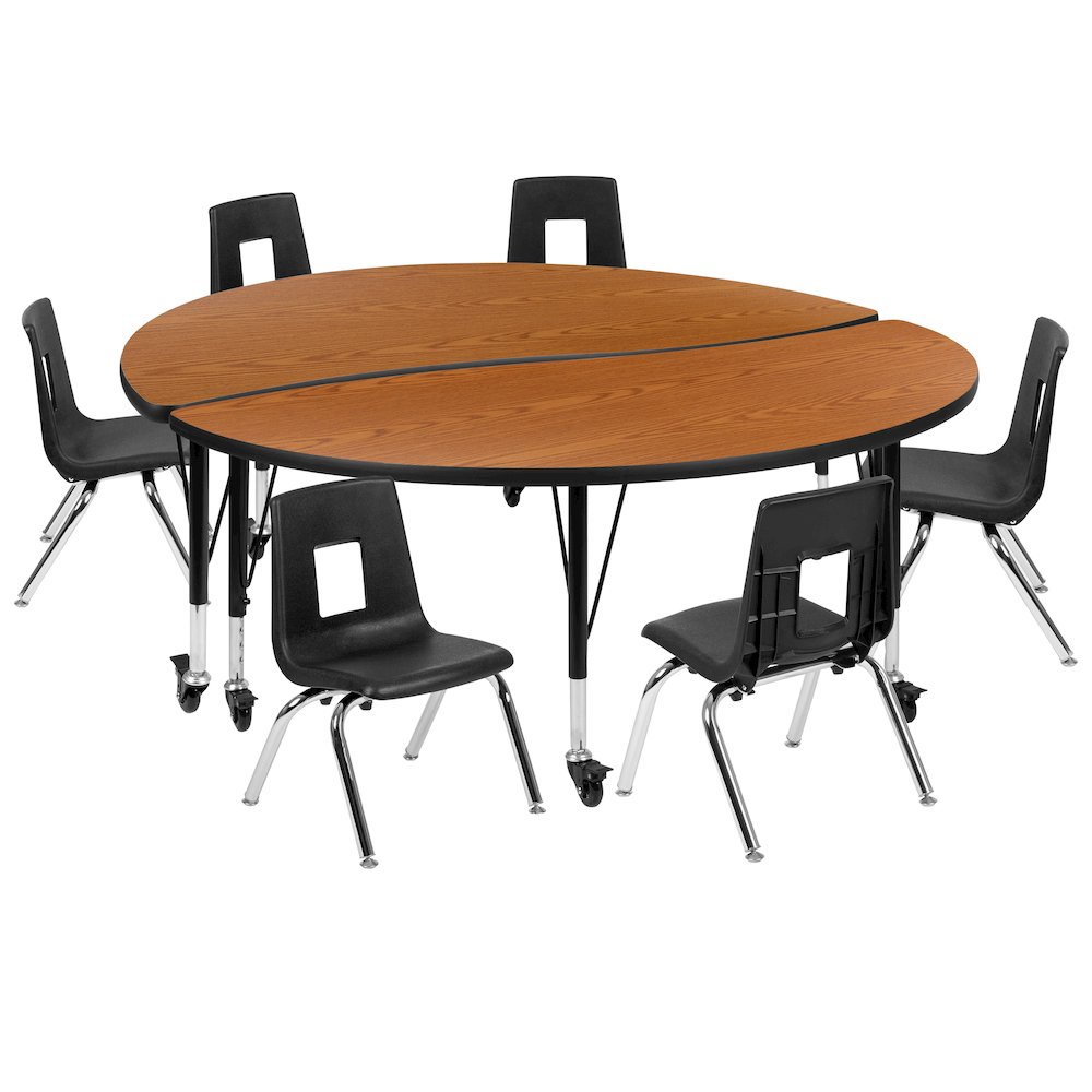 Mobile 60″ Table Set with 14″ Student Stack Chairs