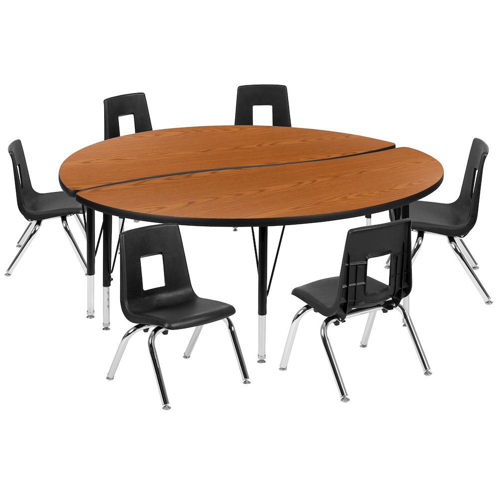 60″ Circle Wave Activity Table Set with 14″ Student Stack Chairs