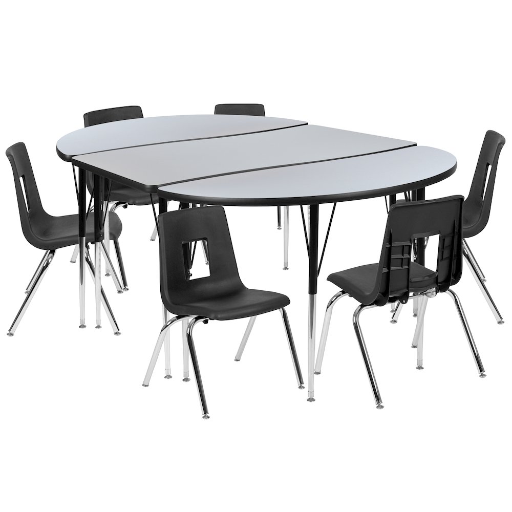76″ Oval Wave Activity Table Set with 16″ Student Stack Chairs