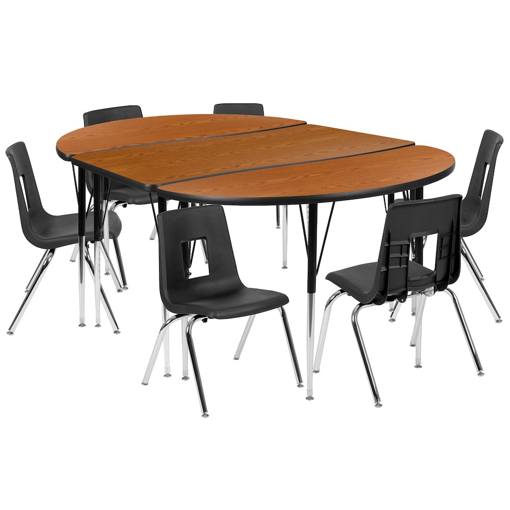 76″ Oval Wave Activity Table Set with 16″ Student Stack Chairs