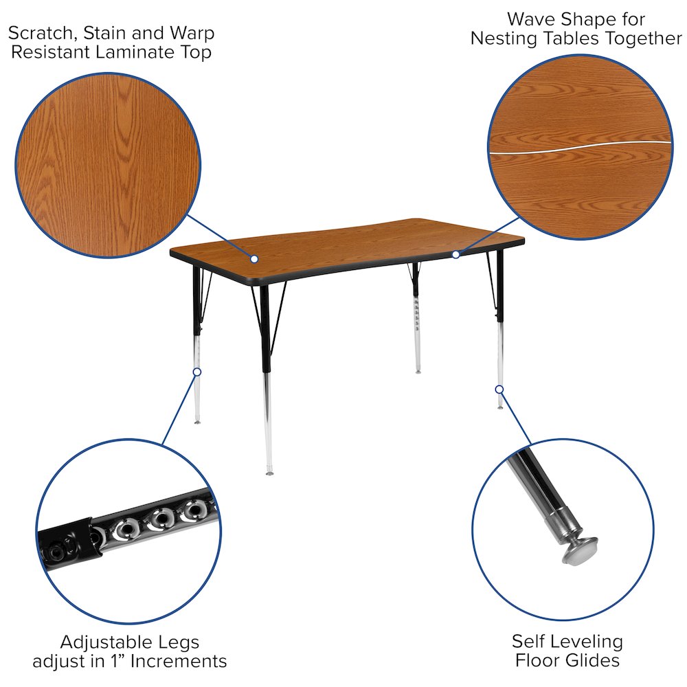 76″ Oval Wave Activity Table Set with 16″ Student Stack Chairs