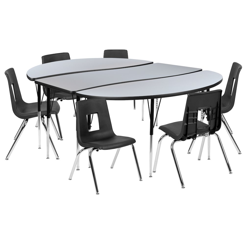 86″ Oval Wave Activity Table Set with 16″ Student Stack Chairs