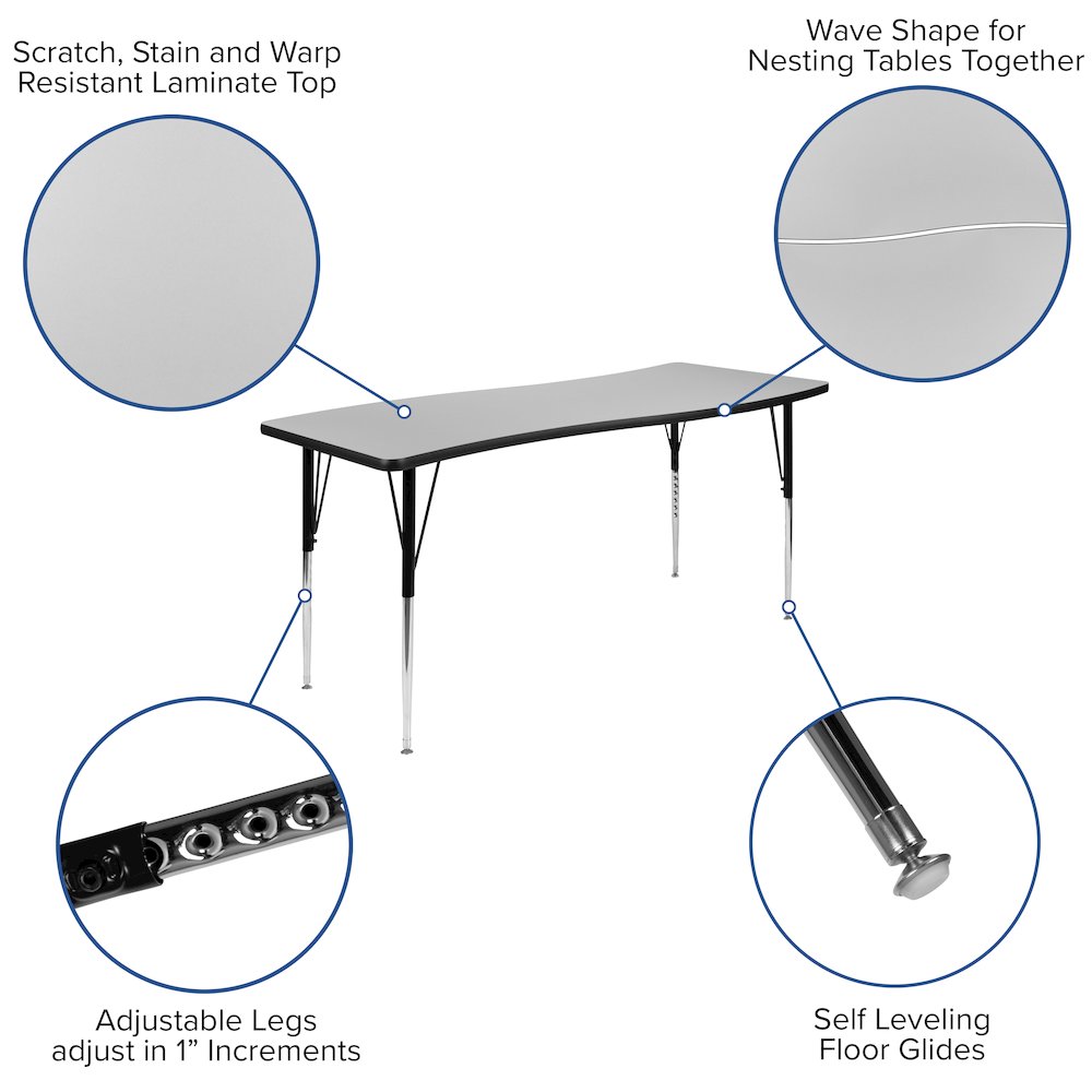 86″ Oval Wave Activity Table Set with 16″ Student Stack Chairs