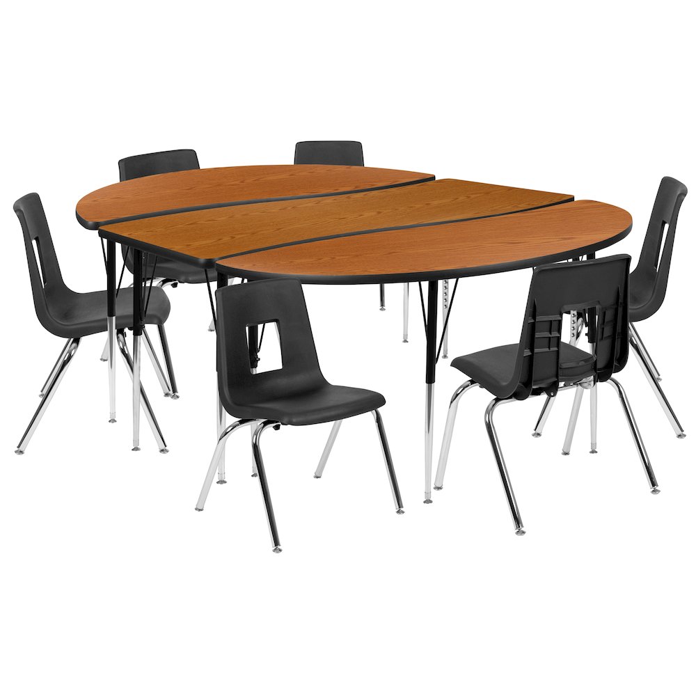 86″ Oval Wave Activity Table Set with 16″ Student Stack Chairs