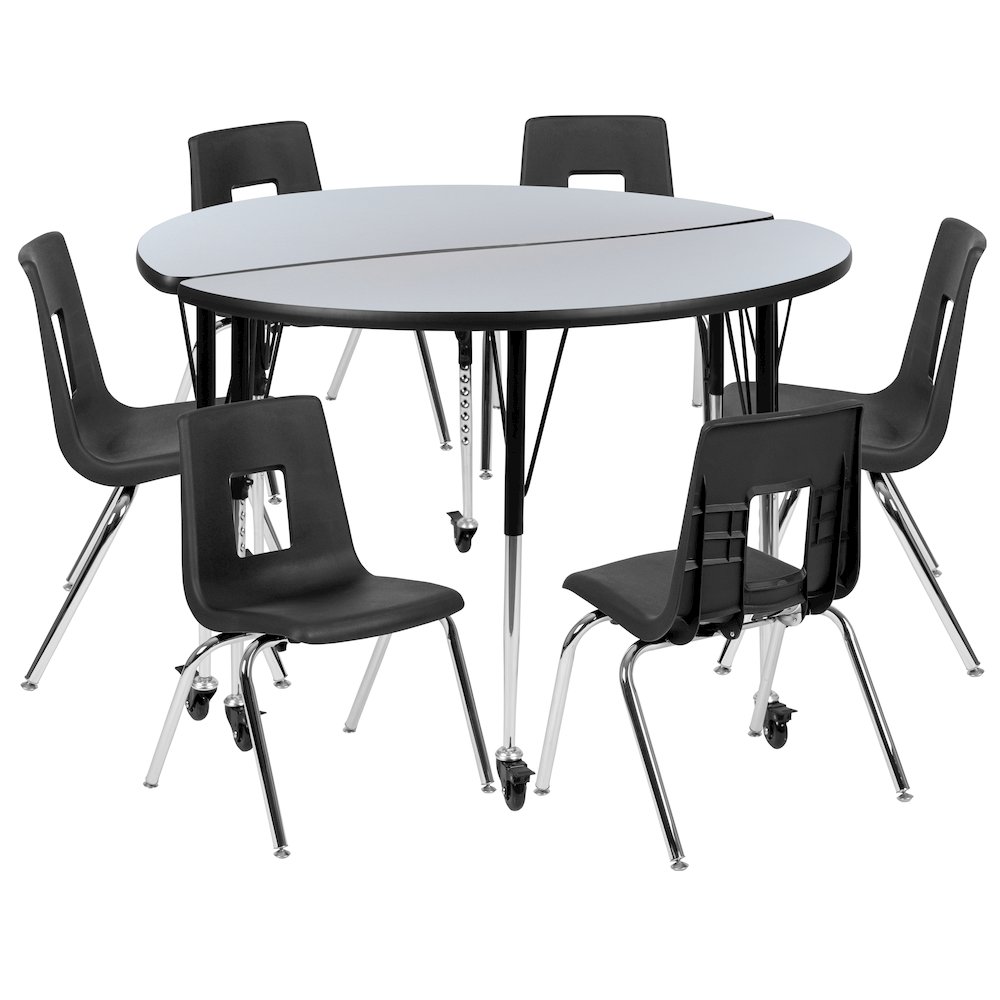 Mobile 47.5″ Table Set with 16″ Student Stack Chairs