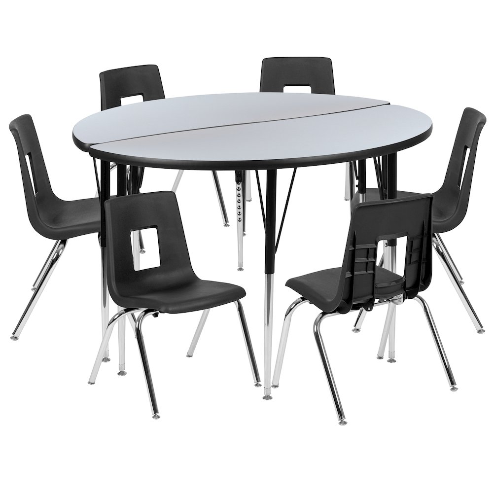 47.5″ Circle Wave Activity Table Set with 16″ Student Stack Chairs