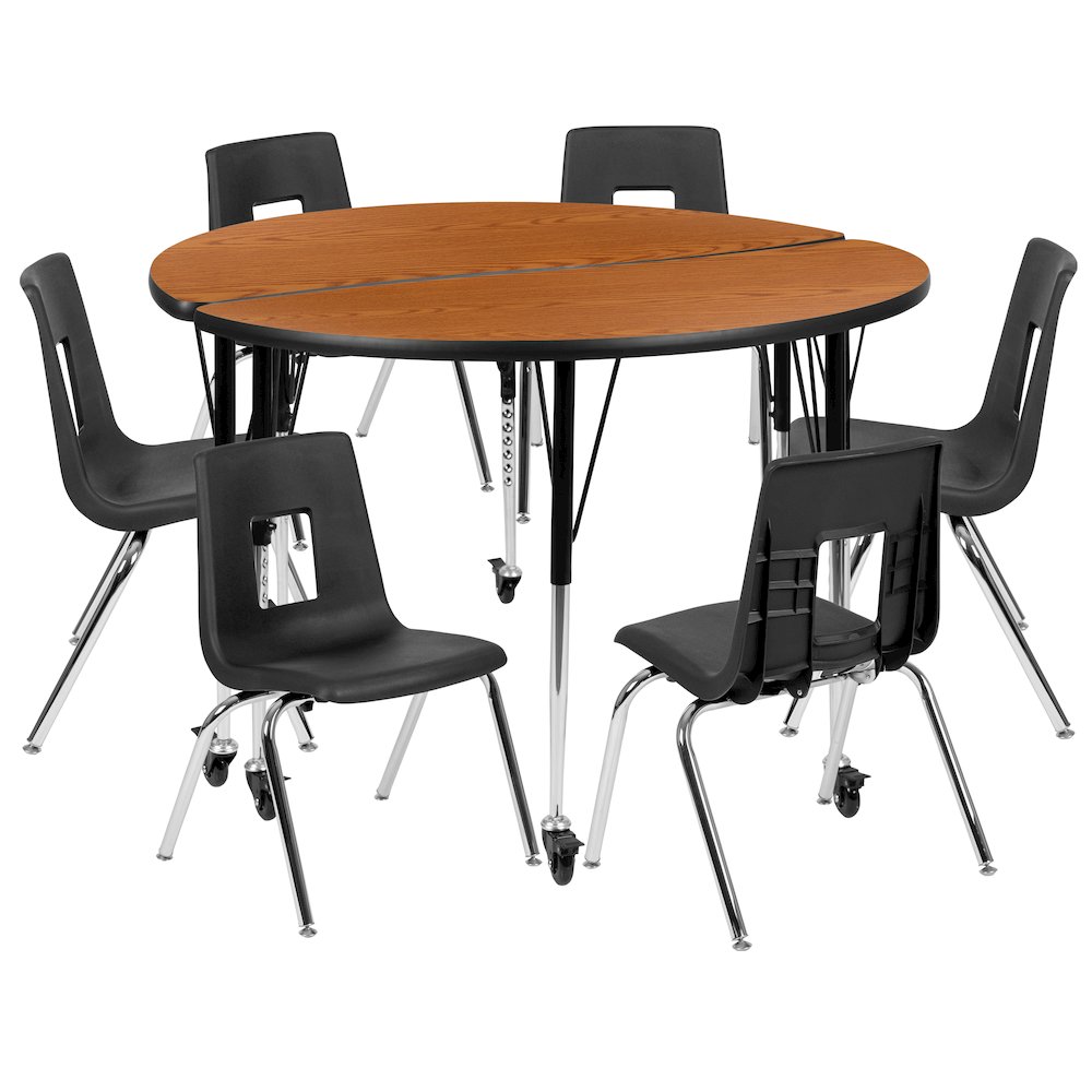 Mobile 47.5″ Table Set with 16″ Student Stack Chairs