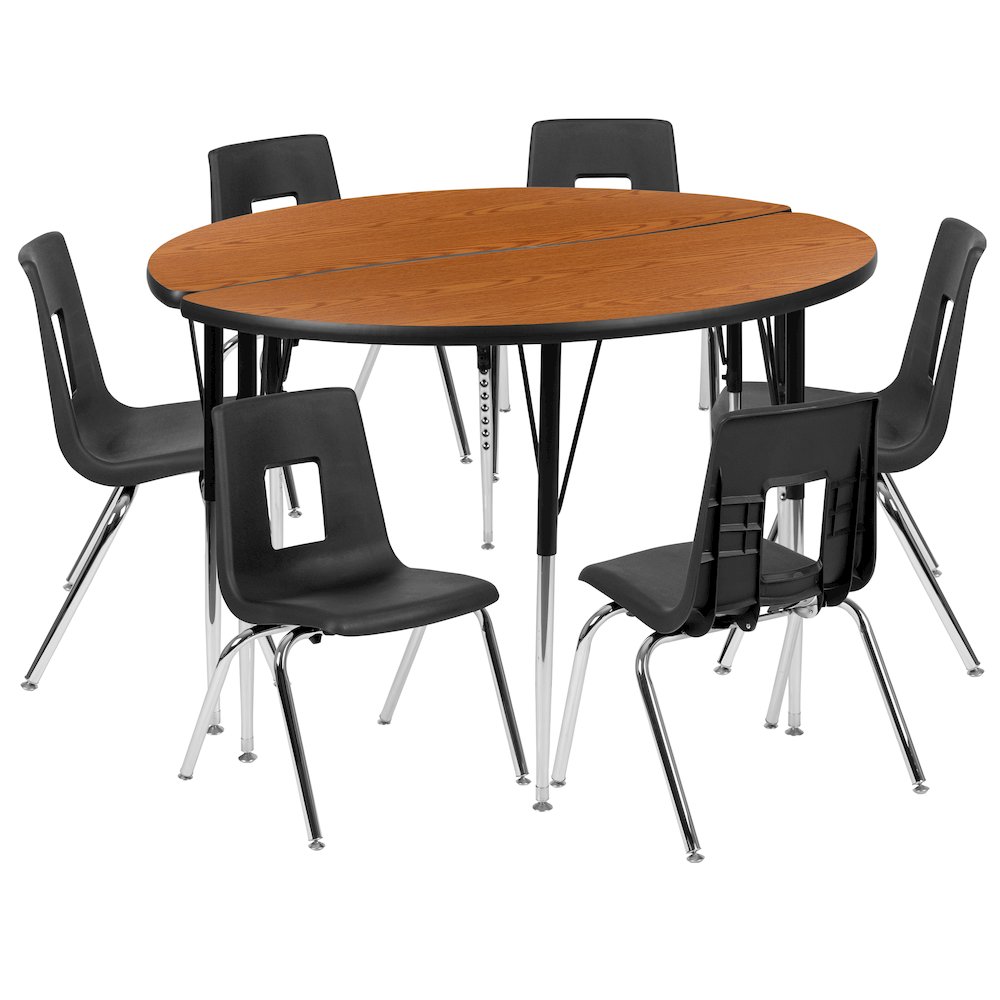 47.5″ Circle Wave Activity Table Set with 16″ Student Stack Chairs