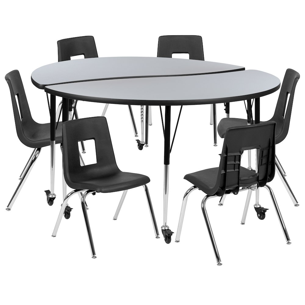 Mobile 60″ Table Set with 16″ Student Stack Chairs