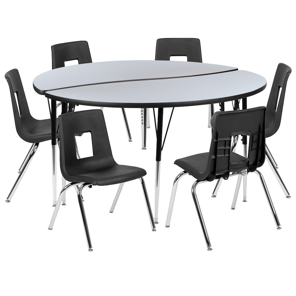60″ Circle Wave Activity Table Set with 16″ Student Stack Chairs