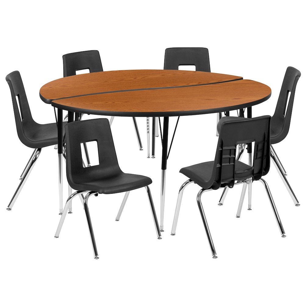 60″ Circle Wave Activity Table Set with 16″ Student Stack Chairs
