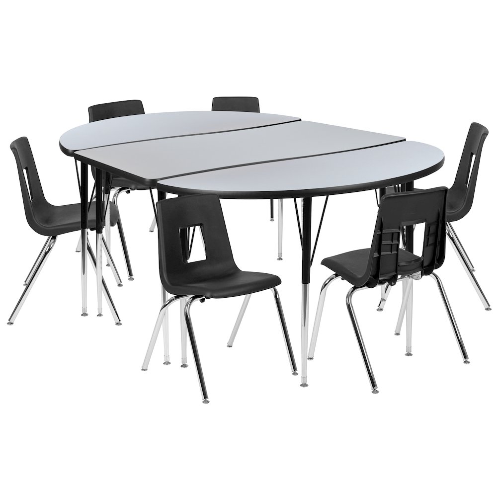 76″ Oval Wave Activity Table Set with 18″ Student Stack Chairs