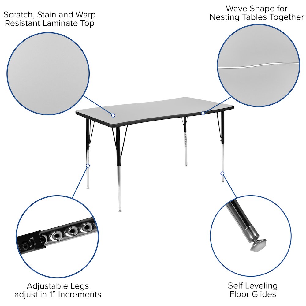 76″ Oval Wave Activity Table Set with 18″ Student Stack Chairs