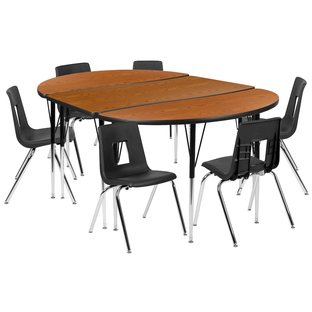 76″ Oval Wave Activity Table Set with 18″ Student Stack Chairs