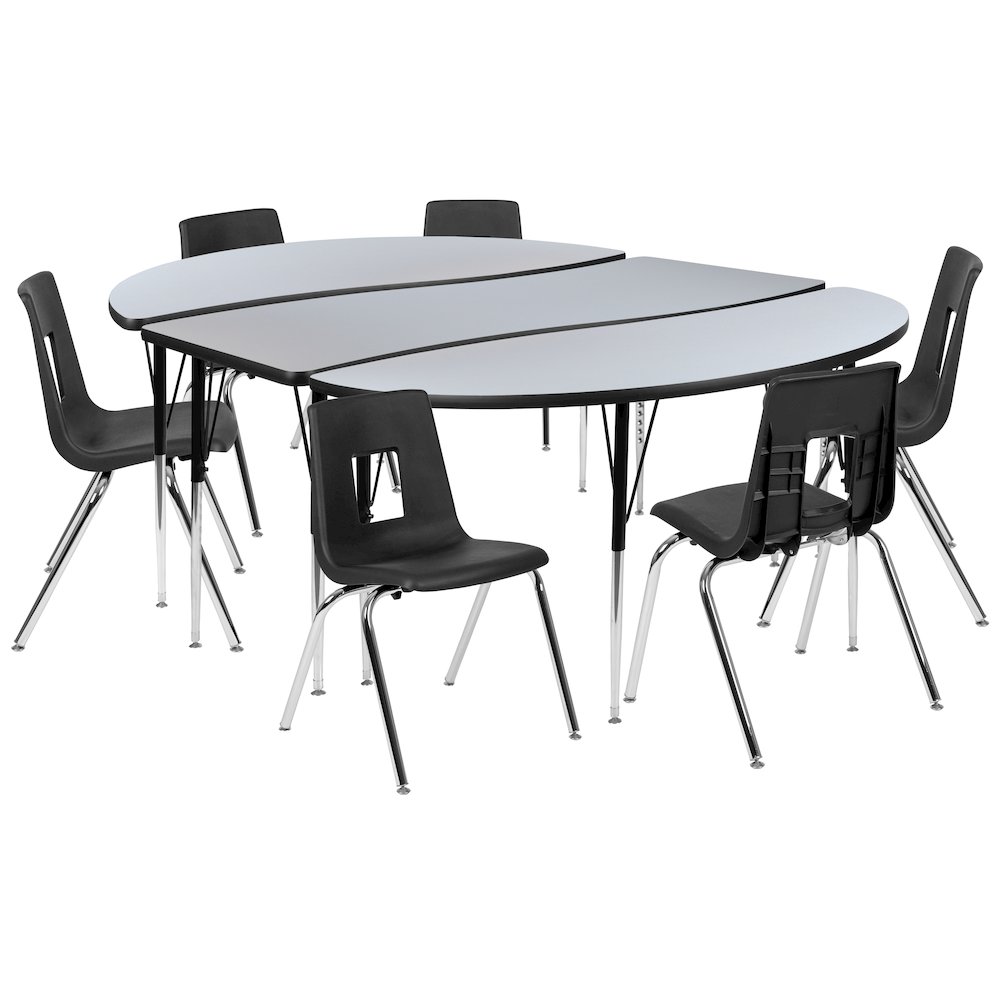 86″ Oval Wave Activity Table Set with 18″ Student Stack Chairs