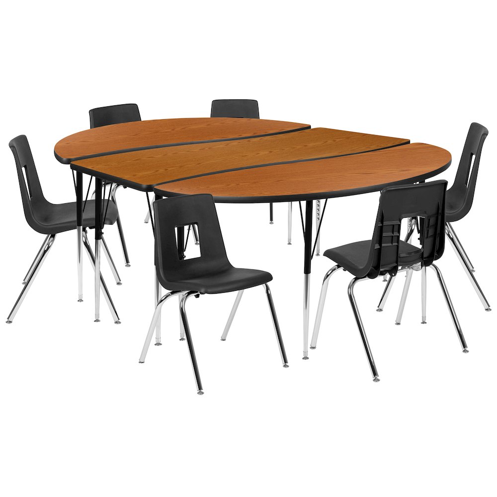 86″ Oval Wave Activity Table Set with 18″ Student Stack Chairs