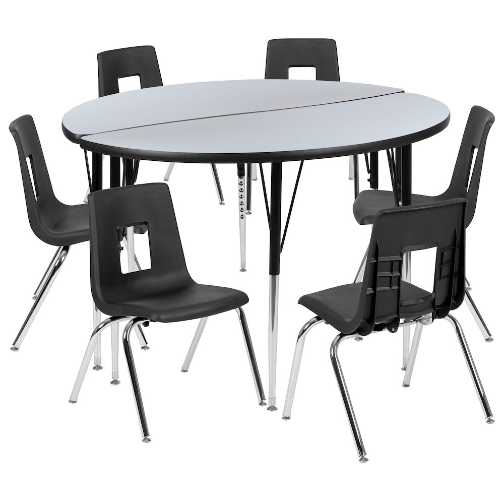 47.5″ Circle Wave Activity Table Set with 18″ Student Stack Chairs