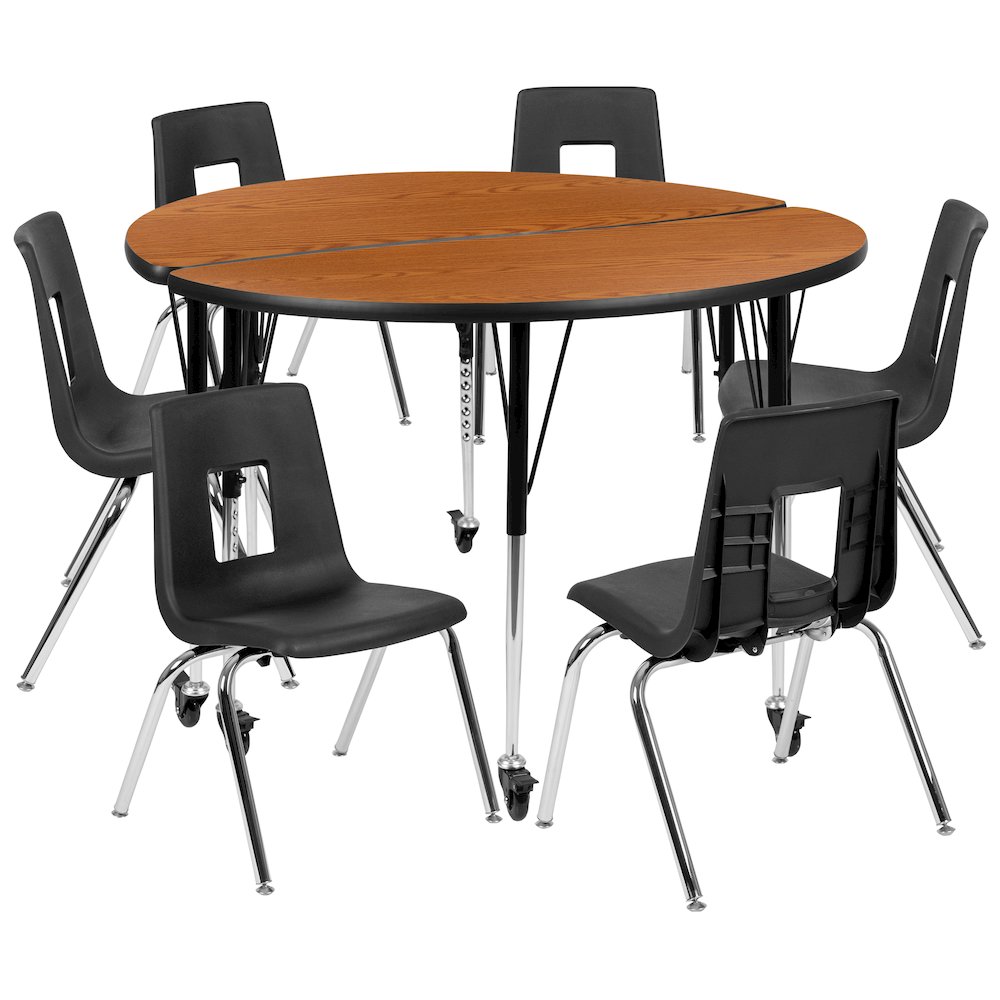 Mobile 47.5″ Table Set with 18″ Student Stack Chairs
