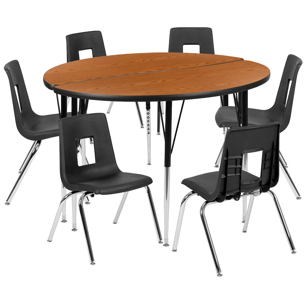47.5″ Circle Wave Activity Table Set with 18″ Student Stack Chairs