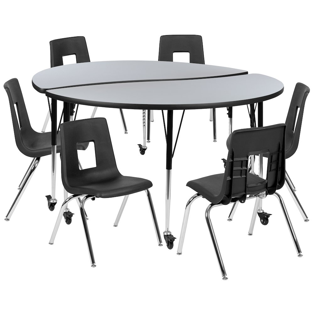 Mobile 60″ Table Set with 18″ Student Stack Chairs