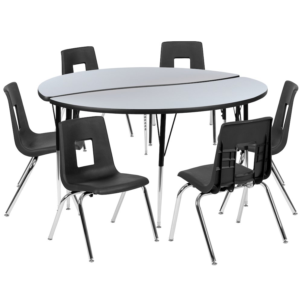60″ Circle Wave Activity Table Set with 18″ Student Stack Chairs