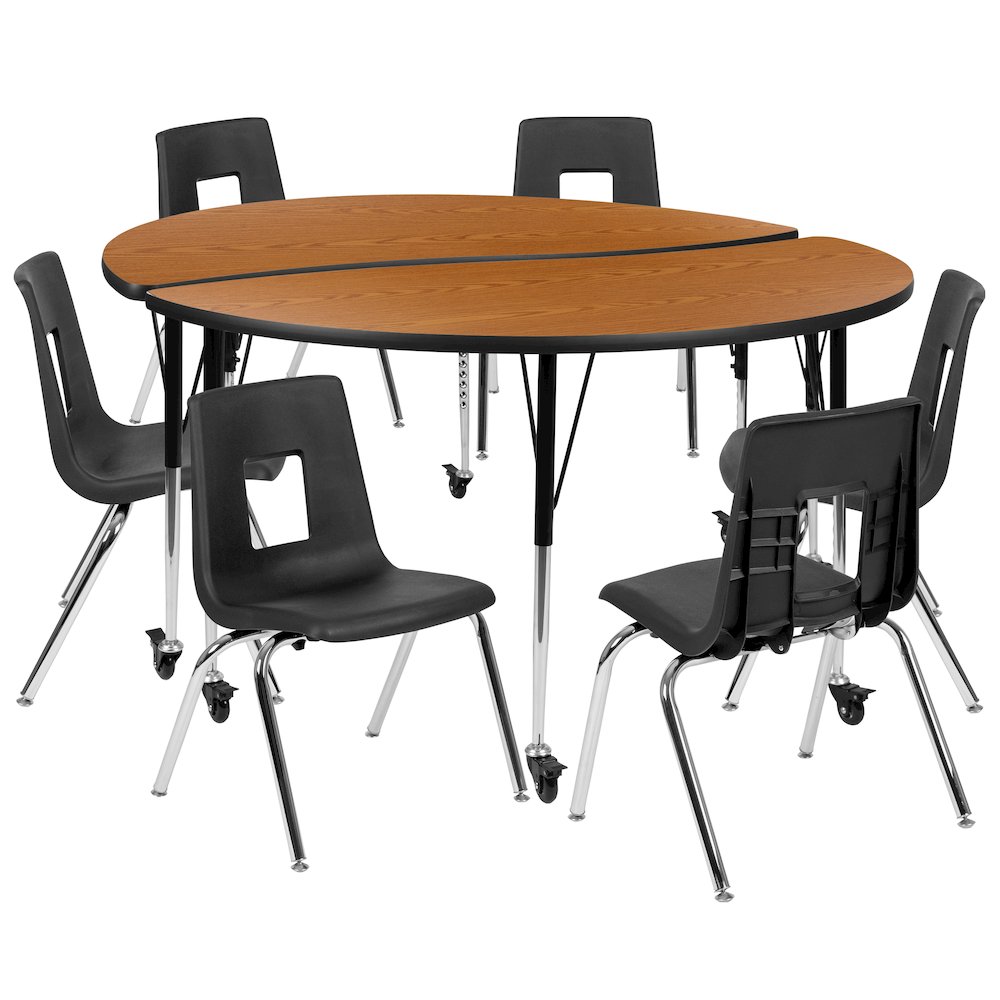 Mobile 60″ Table Set with 18″ Student Stack Chairs