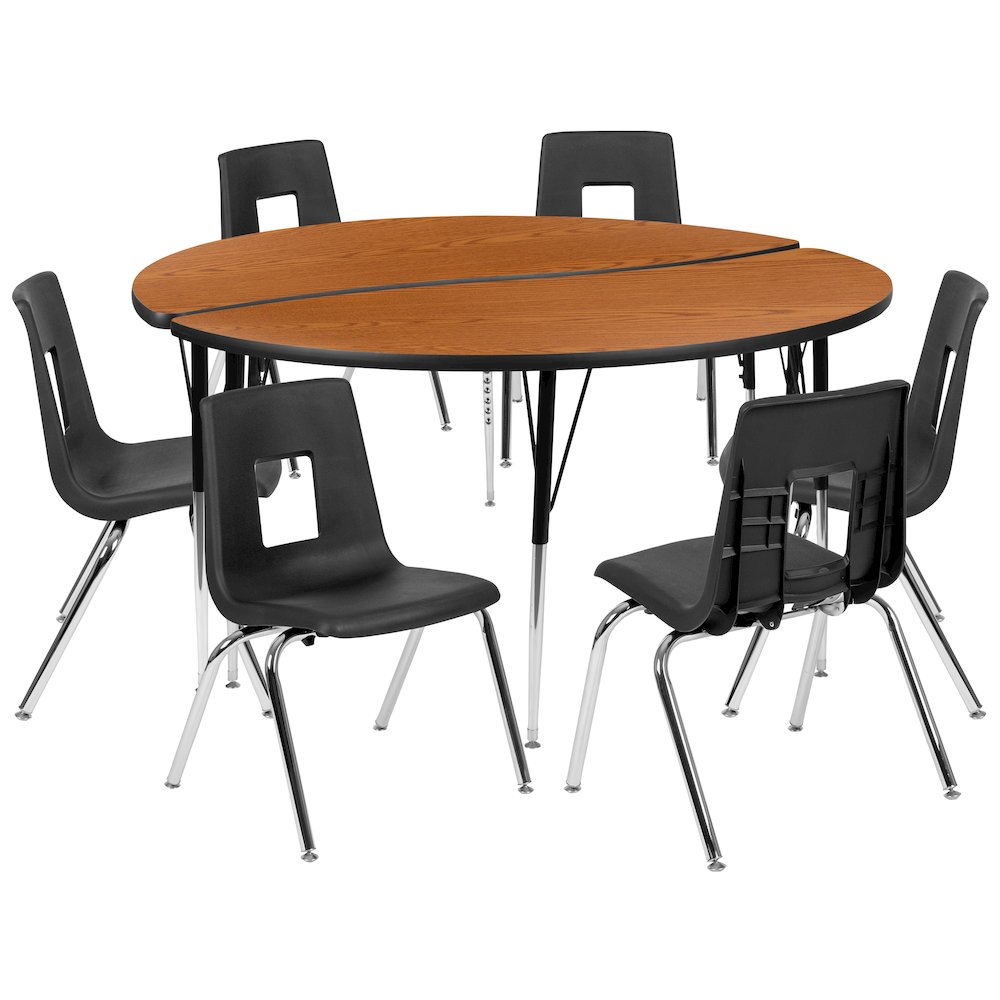 60″ Circle Wave Activity Table Set with 18″ Student Stack Chairs