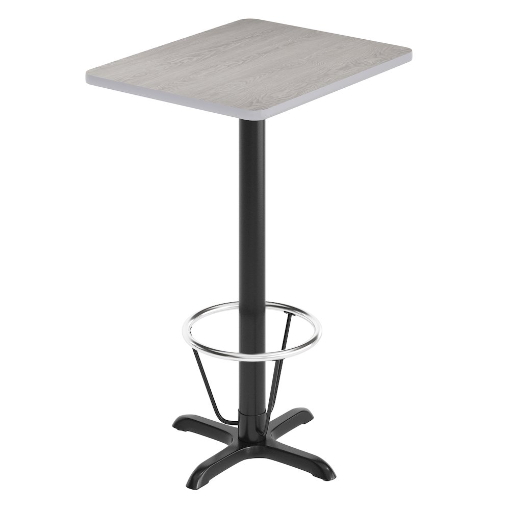 24” x 30” Gray Rectangular Laminate Table Top with Black Bar Height Base
