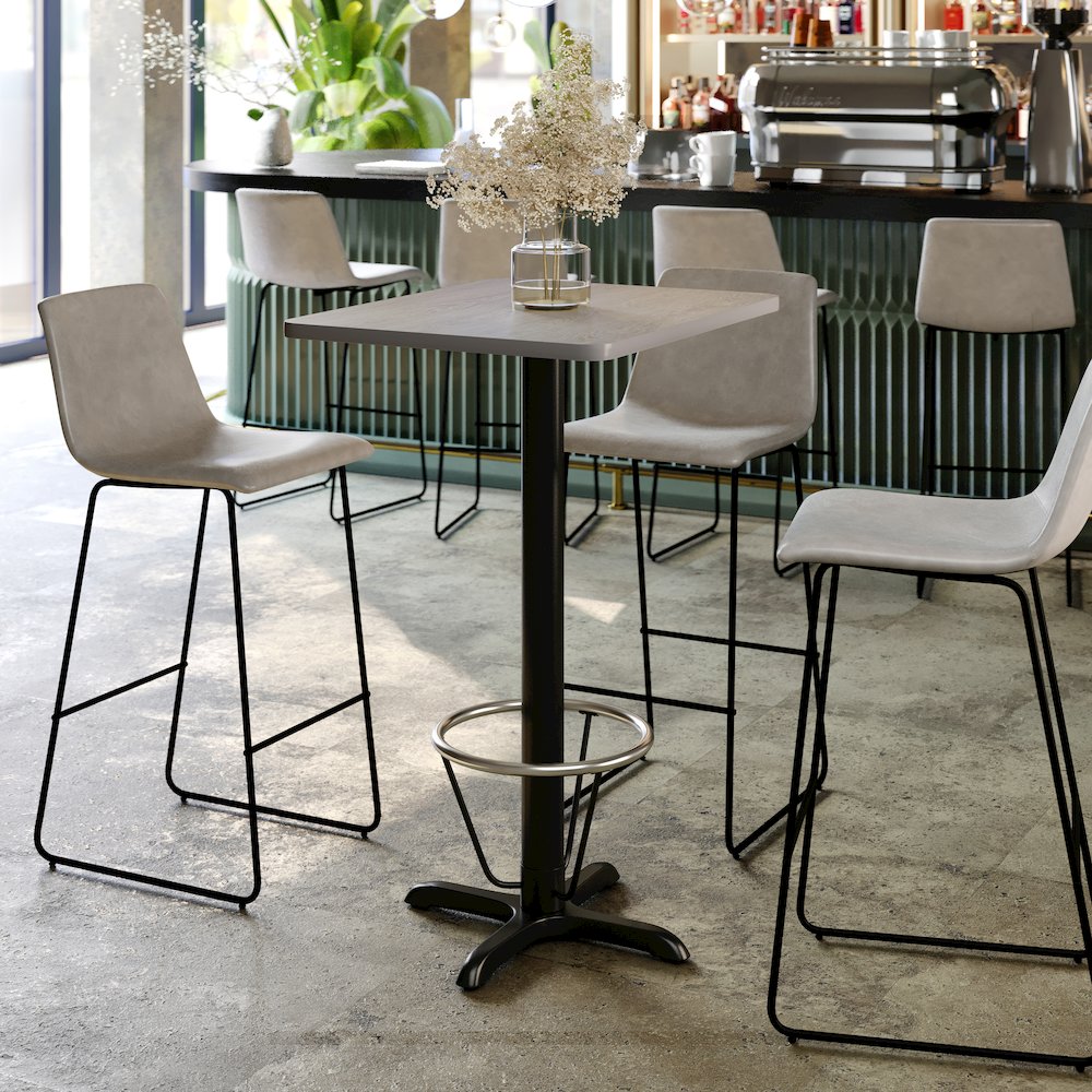 24” x 30” Gray Rectangular Laminate Table Top with Black Bar Height Base