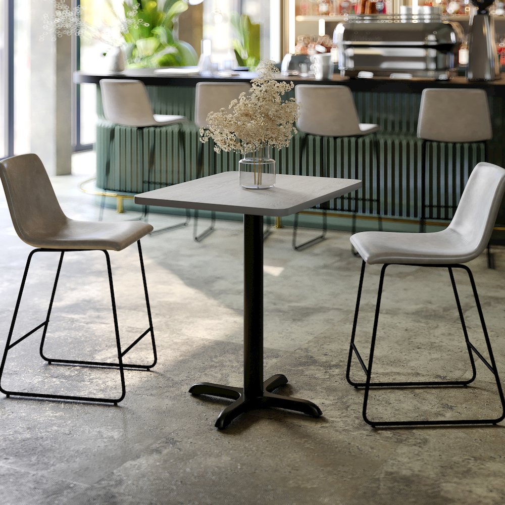 24” x 30” Gray Rectangular Laminate Table Top with Black Table Height Base