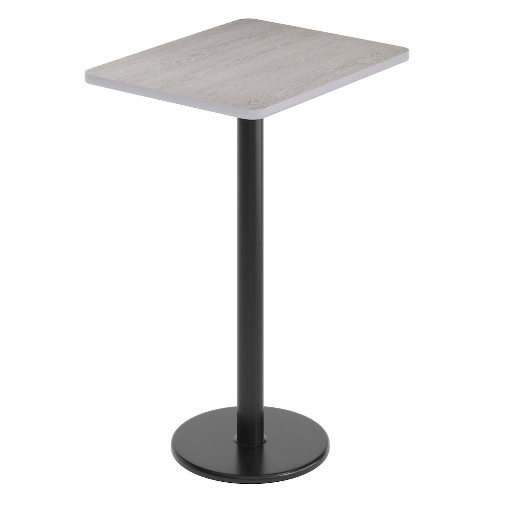 24” x 30” Gray Rectangular Laminate Table Top with Black Round Bar Table Base
