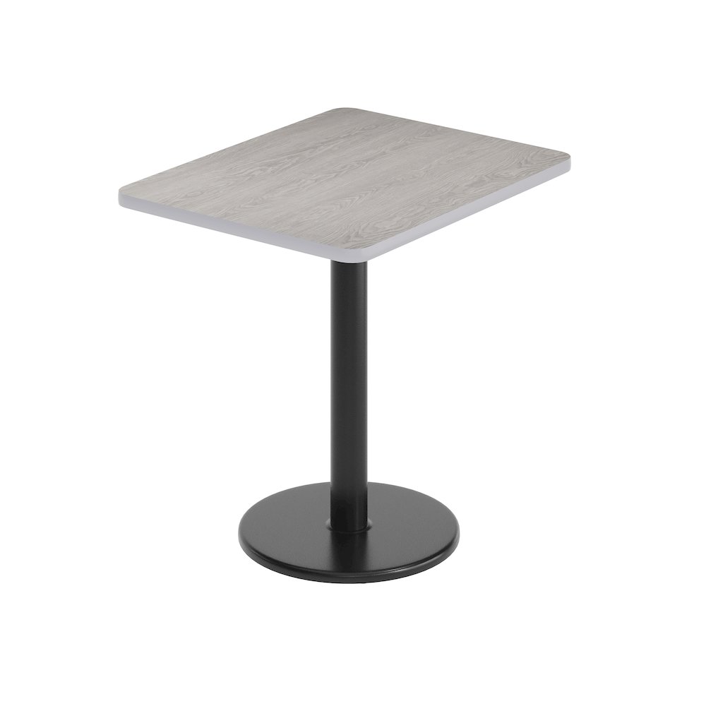 24” x 30” Gray Rectangular Laminate Table Top with Black Round Table Base