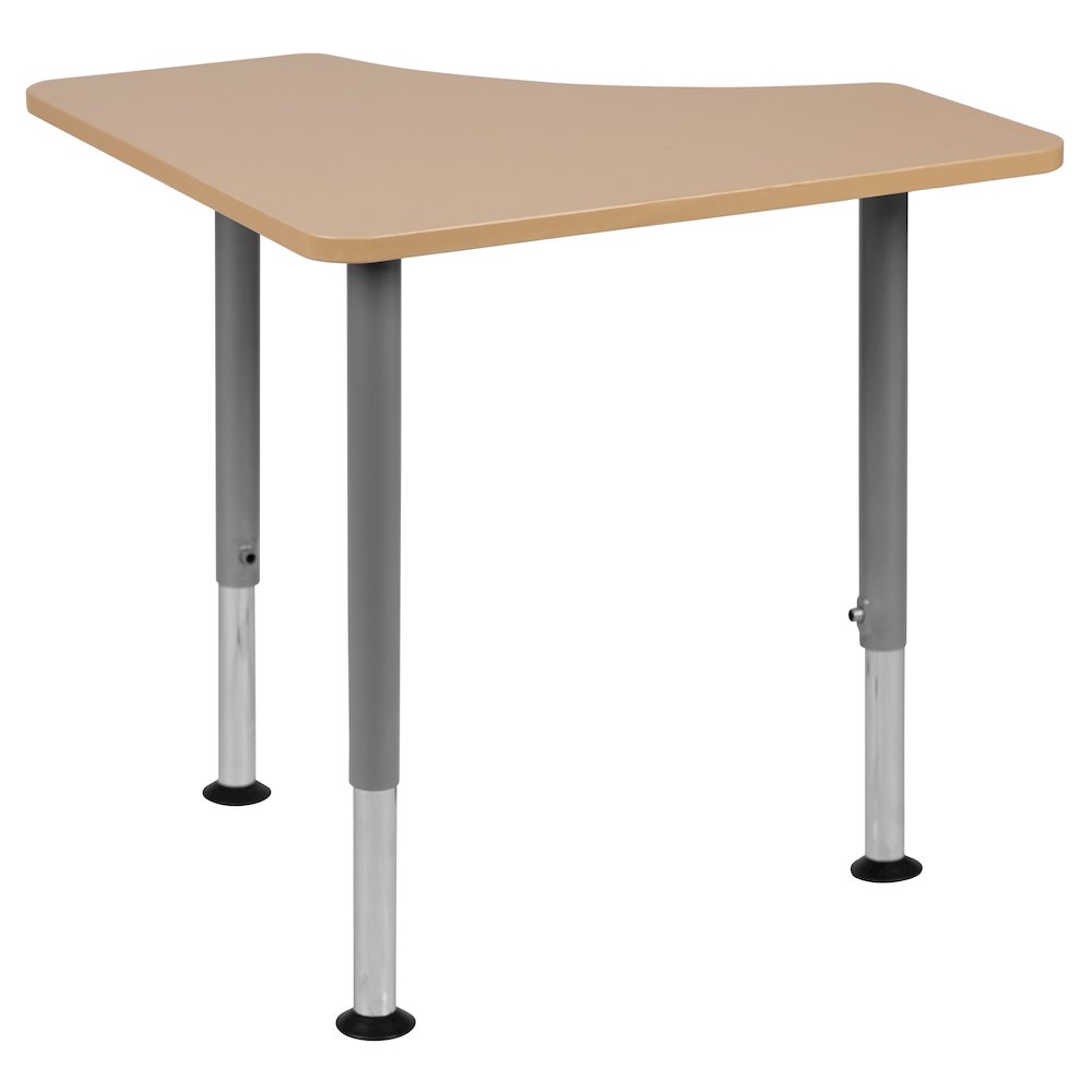 Triangular Natural Collaborative Student Desk (from 22.3″ to 34″)