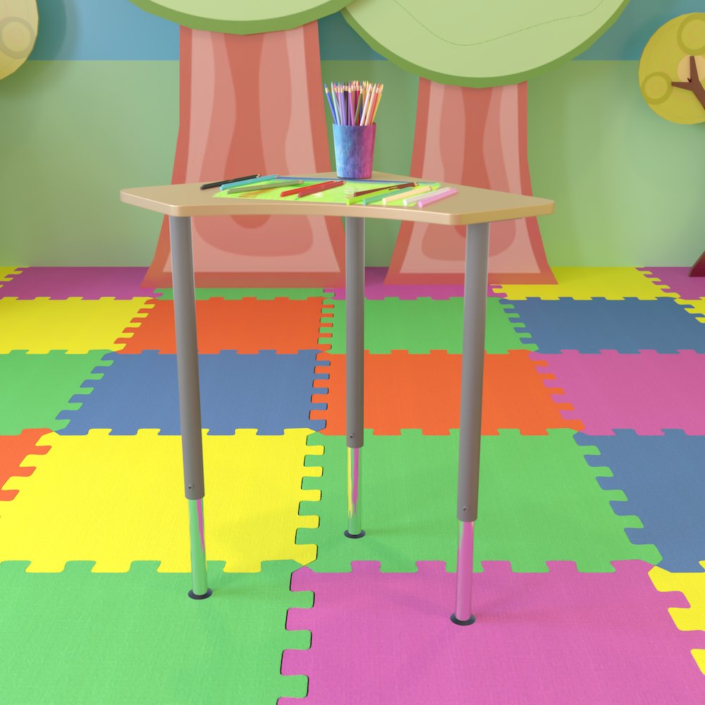 Triangular Natural Collaborative Student Desk (from 22.3″ to 34″)